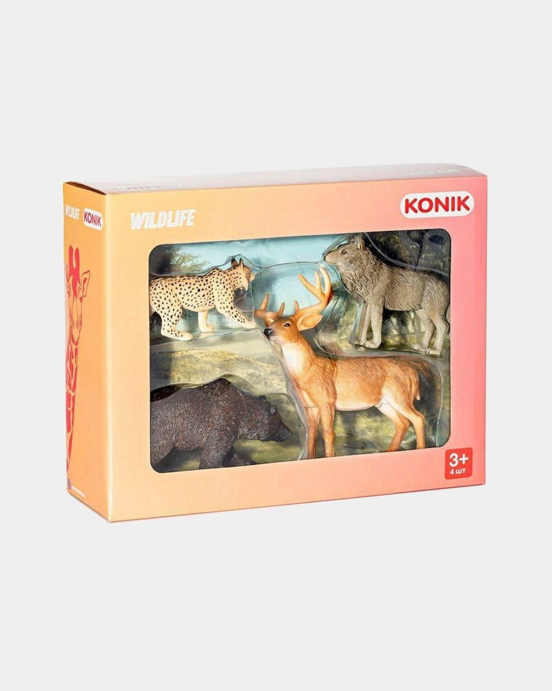 Купить Набор лесных животных: медведь олень рысь волк KONIK