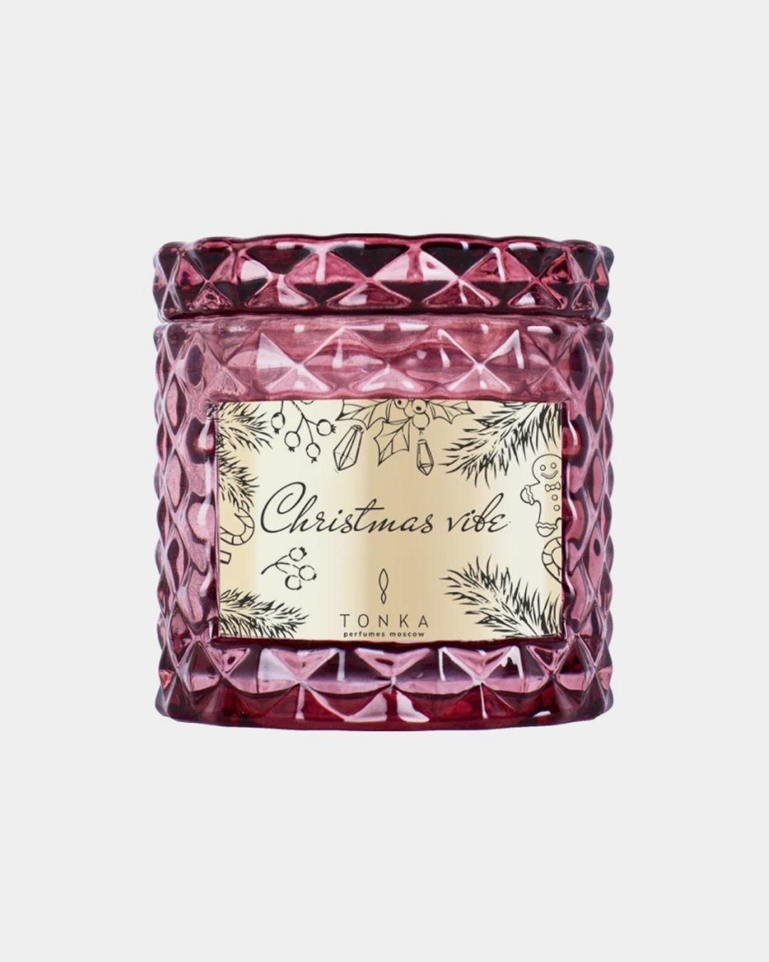 Купить Свеча  крисмас вайб стакан бордовый коробка фирм. TONKA