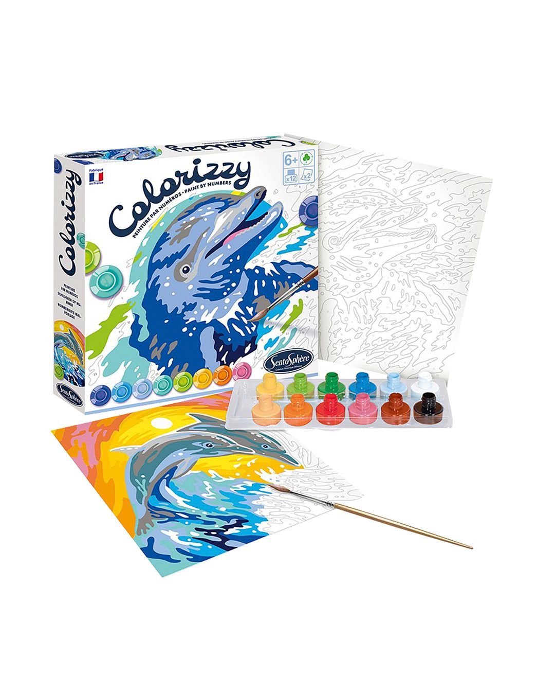 Купить Акриловая раскраска по цифрам дельфины SENTOSPHERE