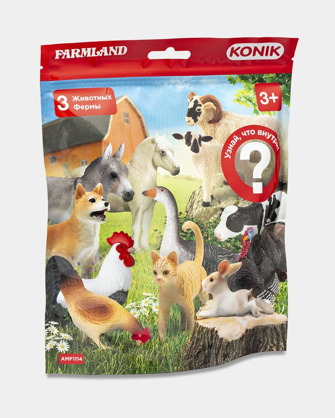 Купить Пакетик-сюрприз животные фермы 3 фигурки KONIK