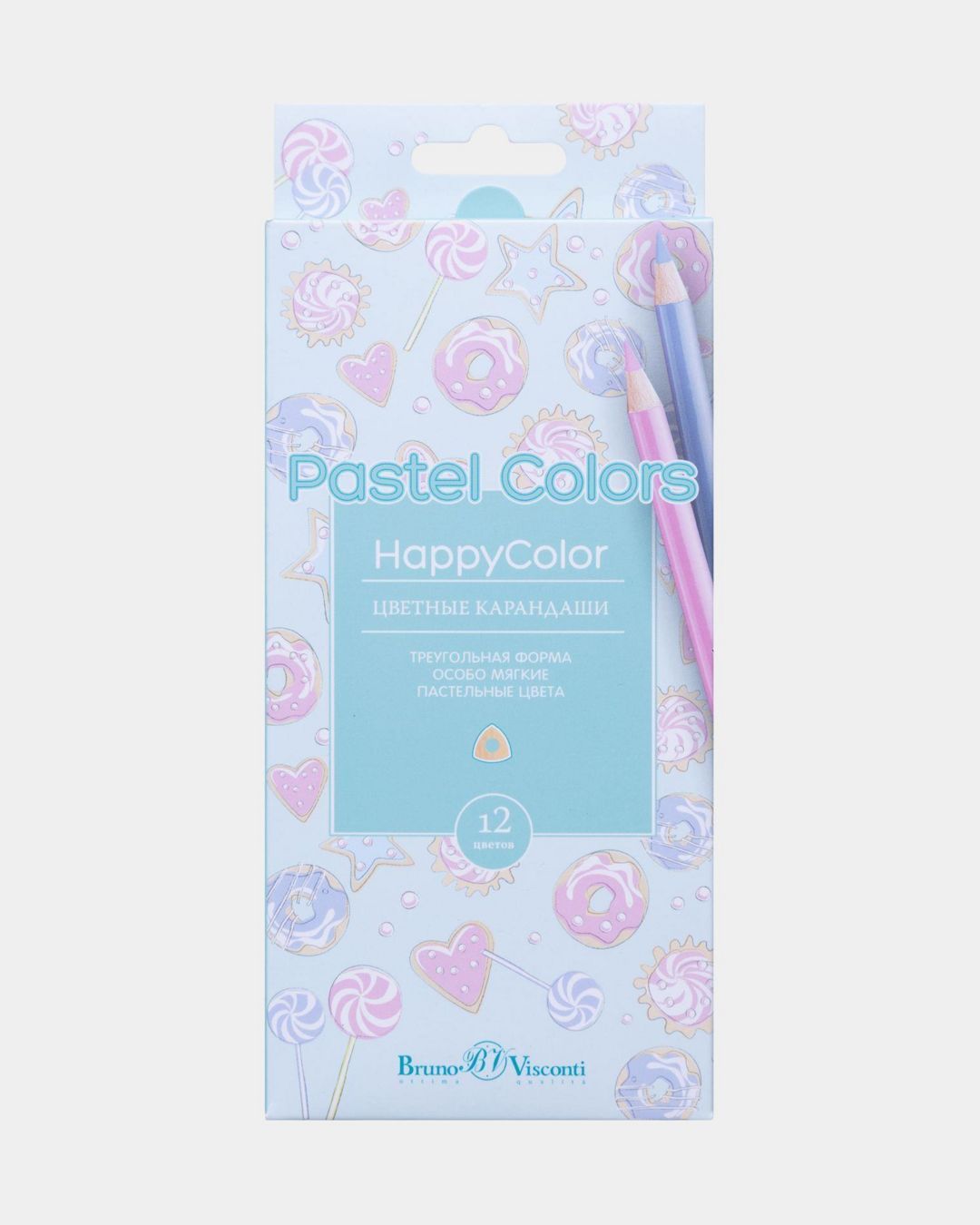 Купить Карандаши 12цв.happyсolor трёхгр.,пастельн.,асс. BRUNO VISCONTI