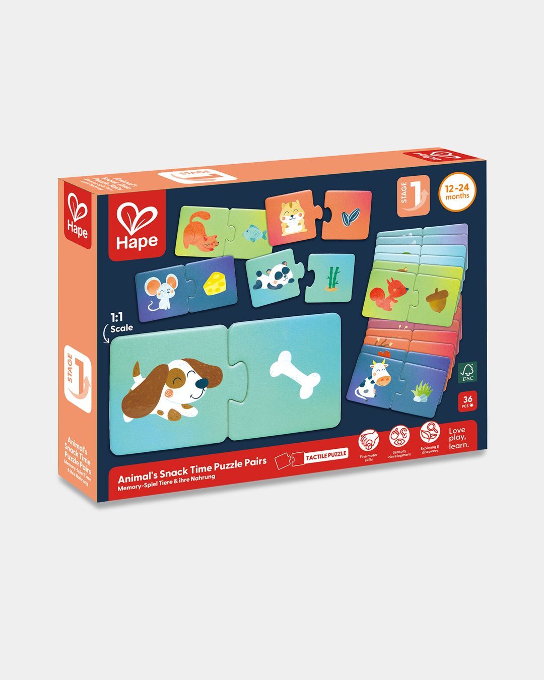 Купить Игрушка развивающая пазл животные и их еда HAPE