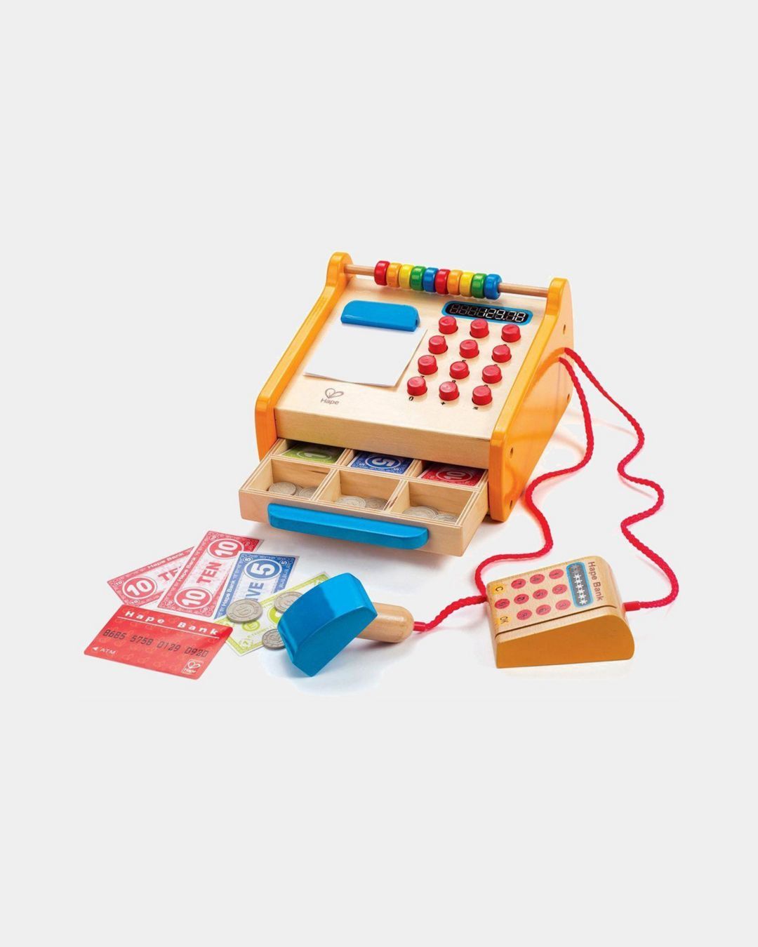 Купить Деревянная игрушка касса супермаркет 35 предметов HAPE