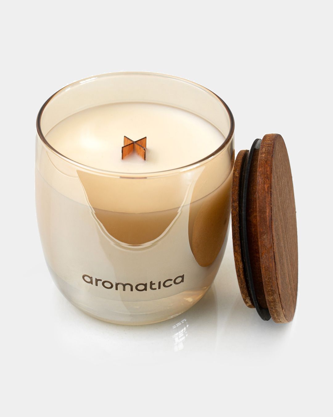 Купить Свеча с деревянным фитилем древесная амбра AROMATICA
