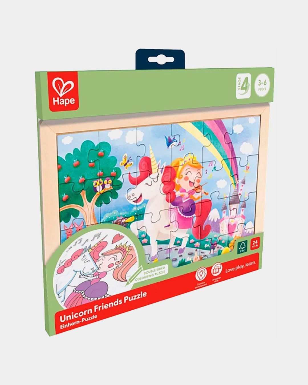 Купить Пазл единорог и принцесса 2в1 пазл и раскраска HAPE