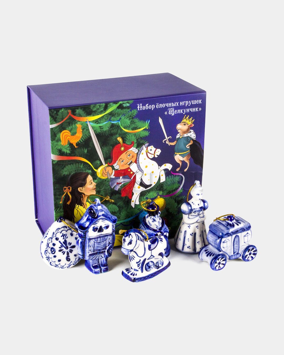 Купить Набор елочных игрушек Фарфор Гжель Люкс