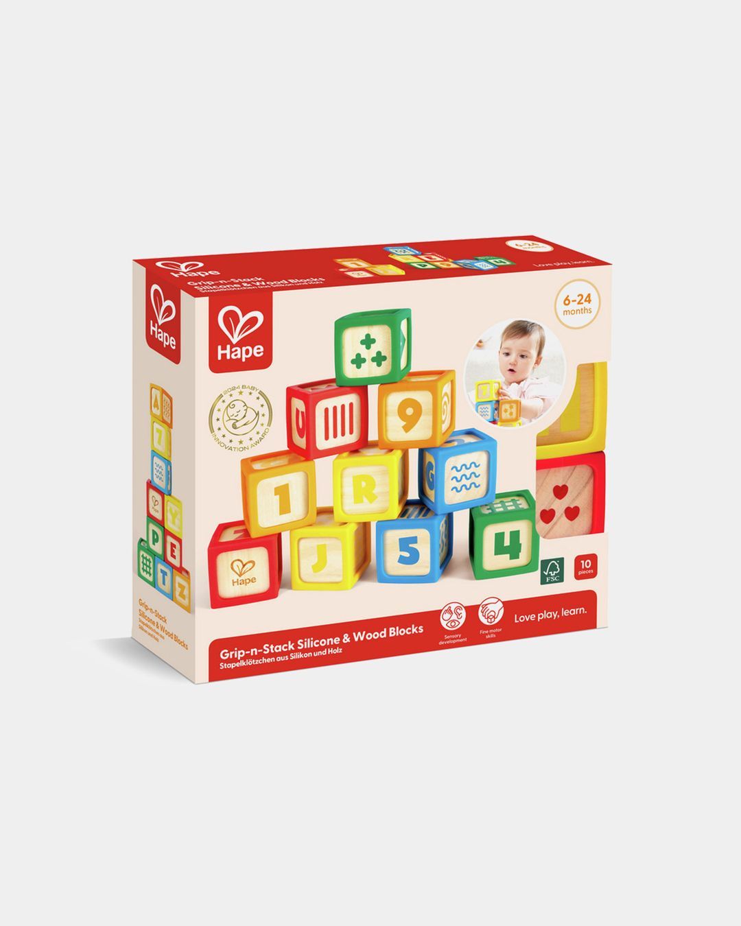 Купить Деревянные кубики в силиконовых чехлах 10 шт. HAPE