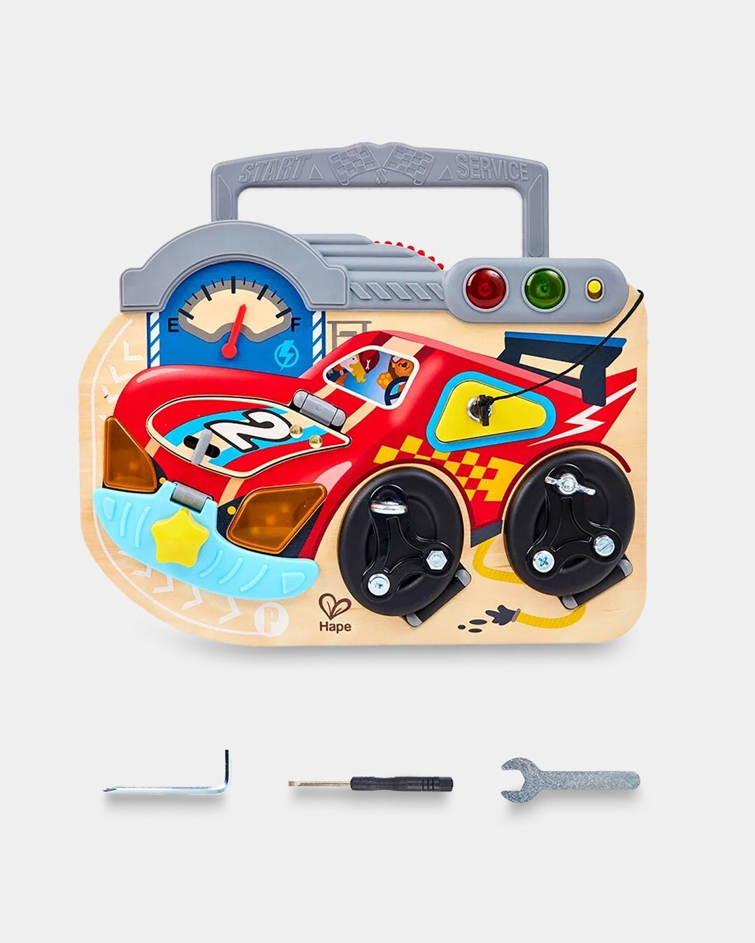 Купить Игрушка бизиборд "цвета и формы" маленький гонщик HAPE