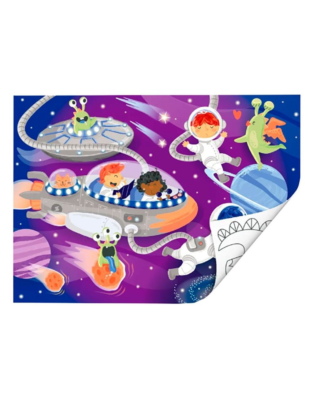 Купить Пазл космические друзья 2в1 пазл и раскраска HAPE