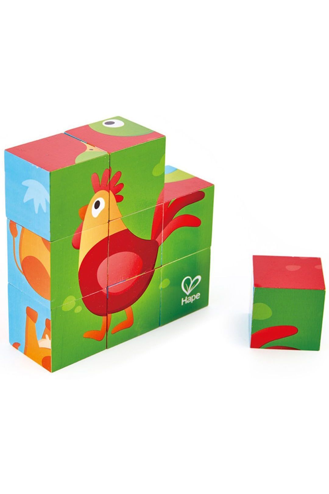 Купить Деревянные кубики головоломка ферма 6 картинок HAPE