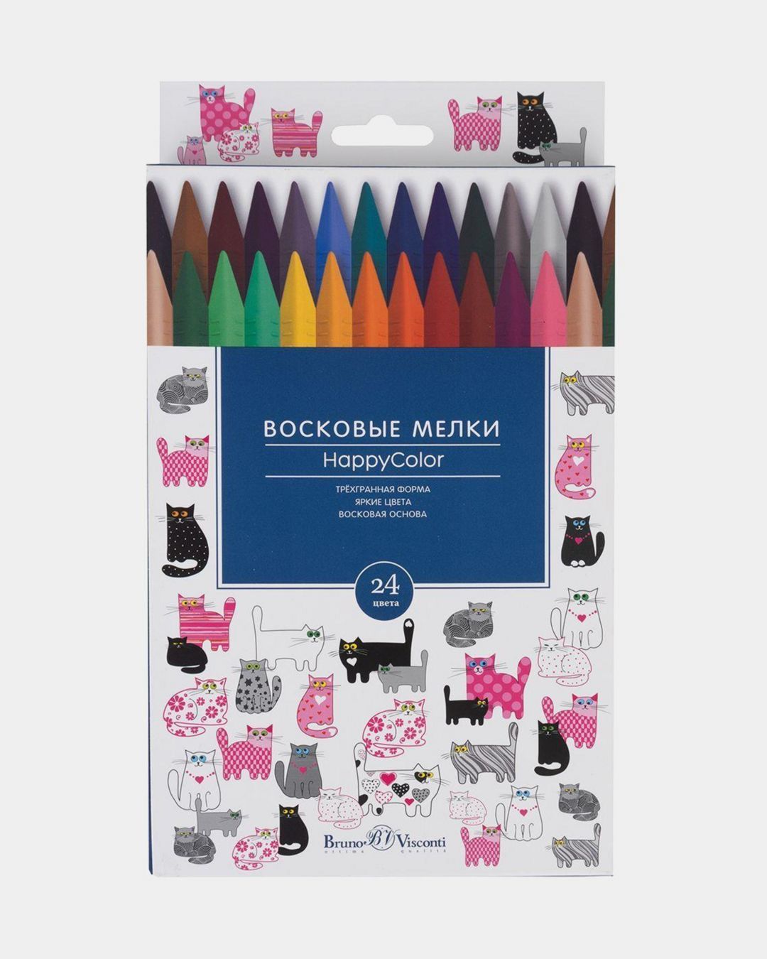 Купить Мелки восковые 24цв. happycolor BRUNO VISCONTI