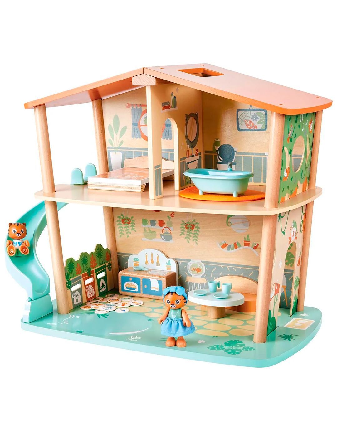 Купить Кукольный домик дом в джунглях семьи тигров HAPE