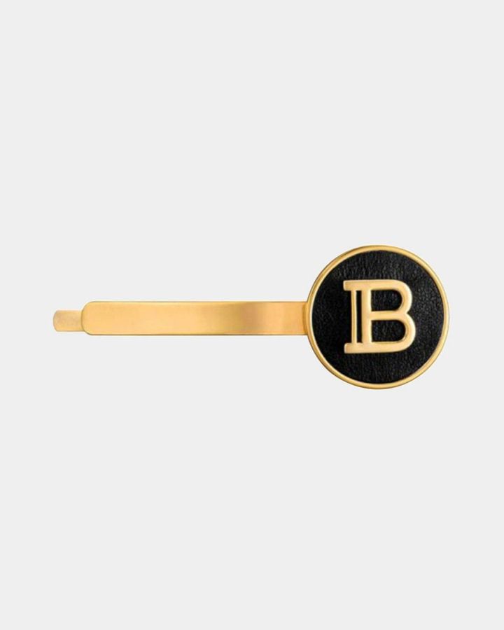 Купить Заколка-слайд цвет черный+золотой лого b BALMAIN