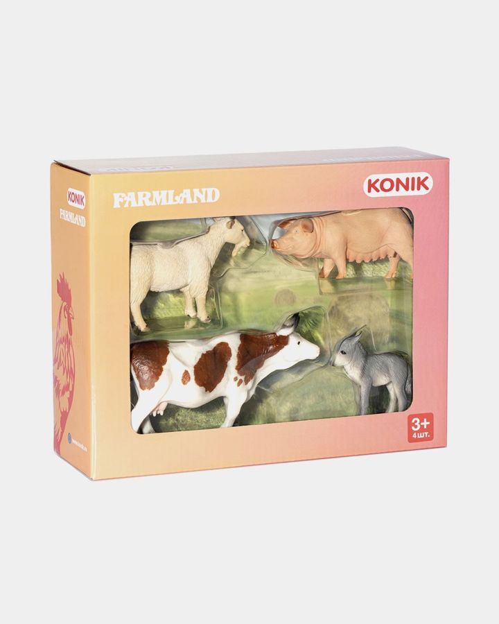 Купить Набор животных фермы: козел овца осел корова KONIK