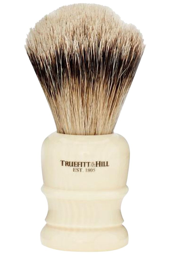 Купить Кисть для бритья, ворс серебристого барсука (слоновая кость с серебром, wellington) TRUEFITT & HILL
