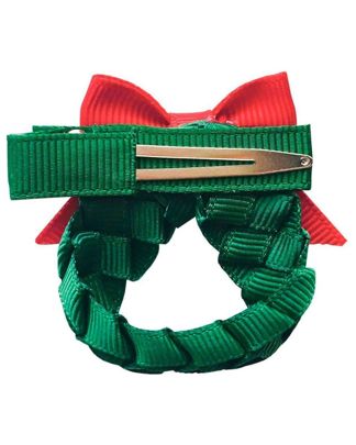 Купить Заколка-зажим рождественский венок зеленый скарлет MILLEDEUX