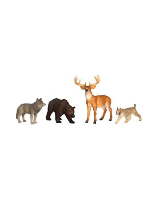 Купить Набор лесных животных: медведь, олень, рысь, волк KONIK