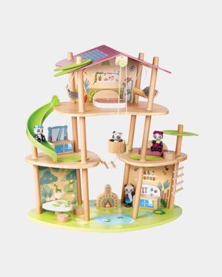 Купить Кукольный мини-домик бамбуковый дом семьи панд HAPE