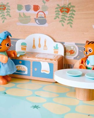 Купить Кукольный домик дом в джунглях семьи тигров HAPE