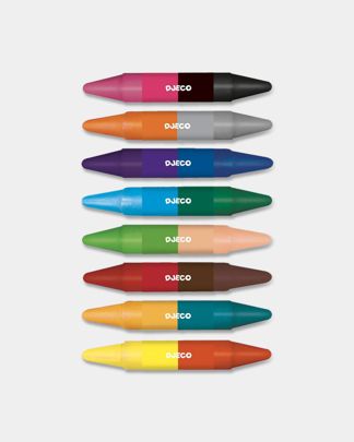 Купить Карандаши двойные восковые 8 шт. 16 цветов DJECO