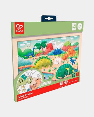 Купить Пазл динозавры 2в1 пазл и раскраска в рамке HAPE